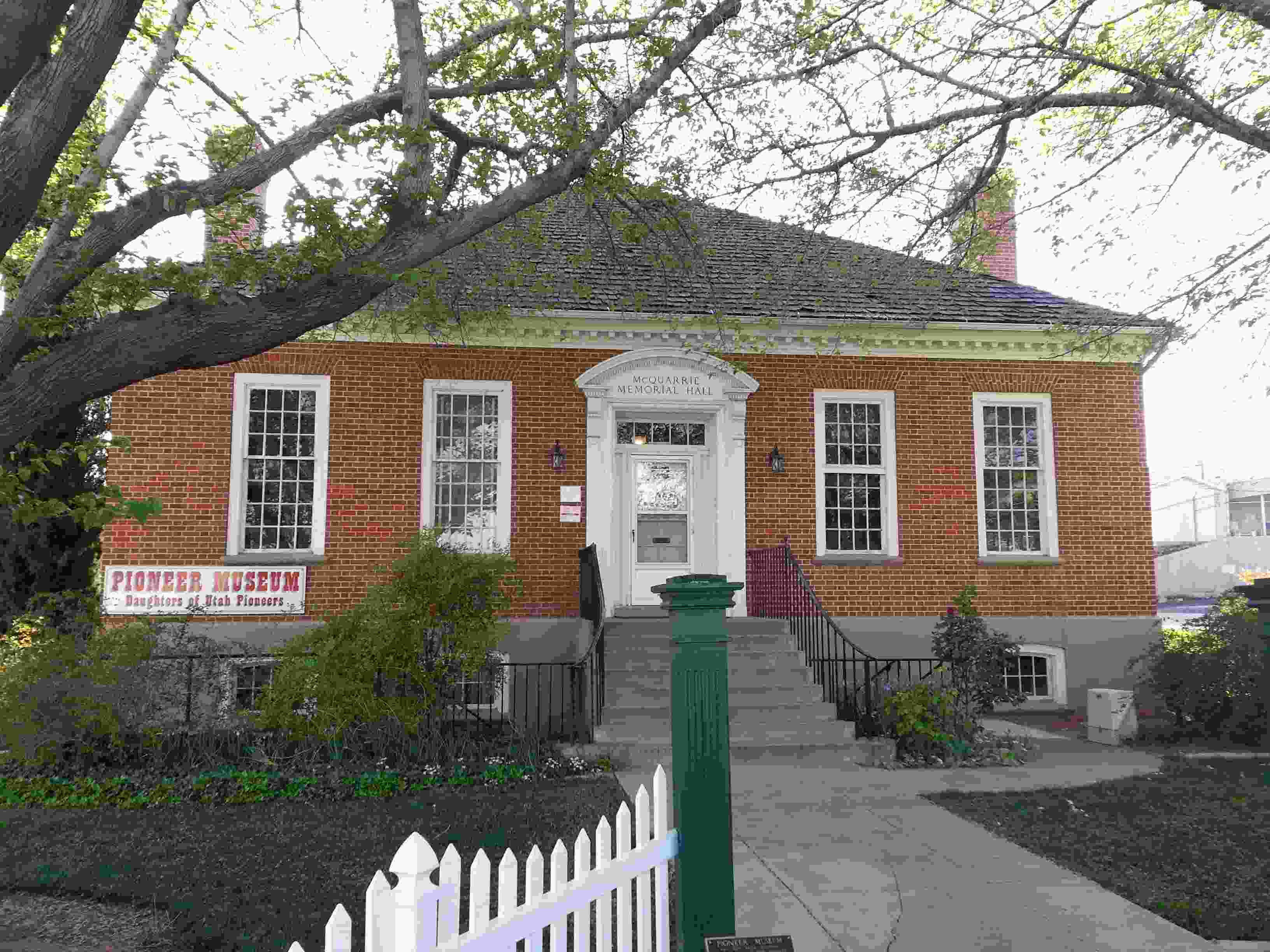 Front view of Daughters of Utah Pioneers Museum building in St George Utah