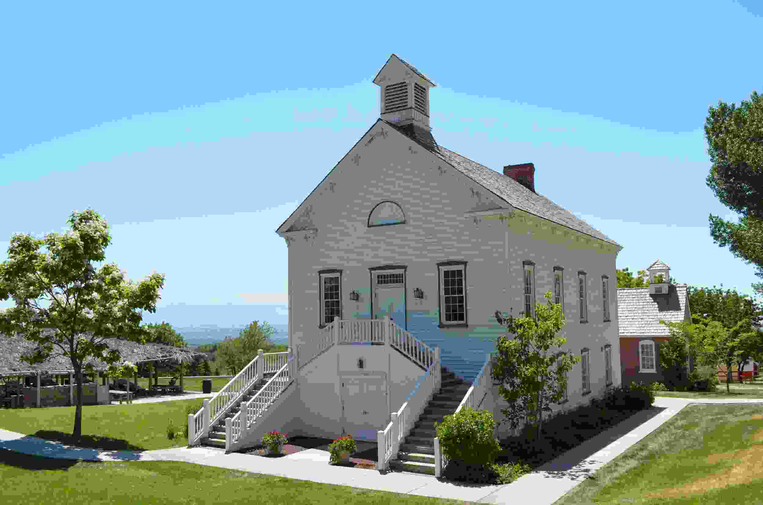 Wide front view of the Pine Valley Chapel near St George Utah