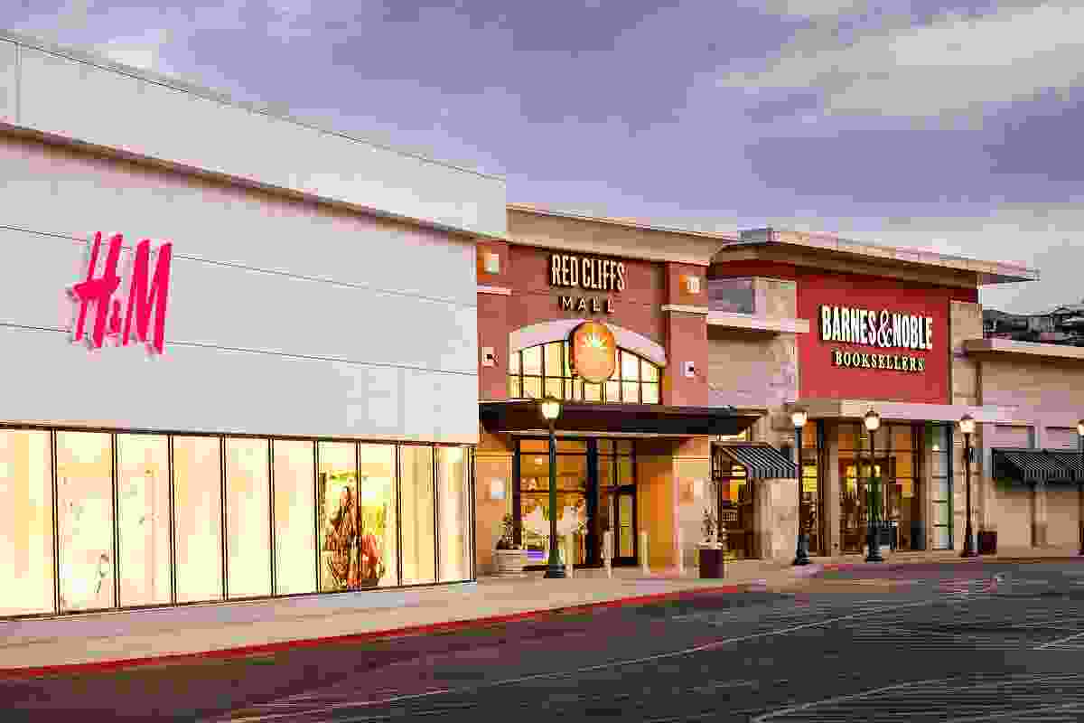 Wide Angle Aerial view of The Red Cliffs Mall St George Utah