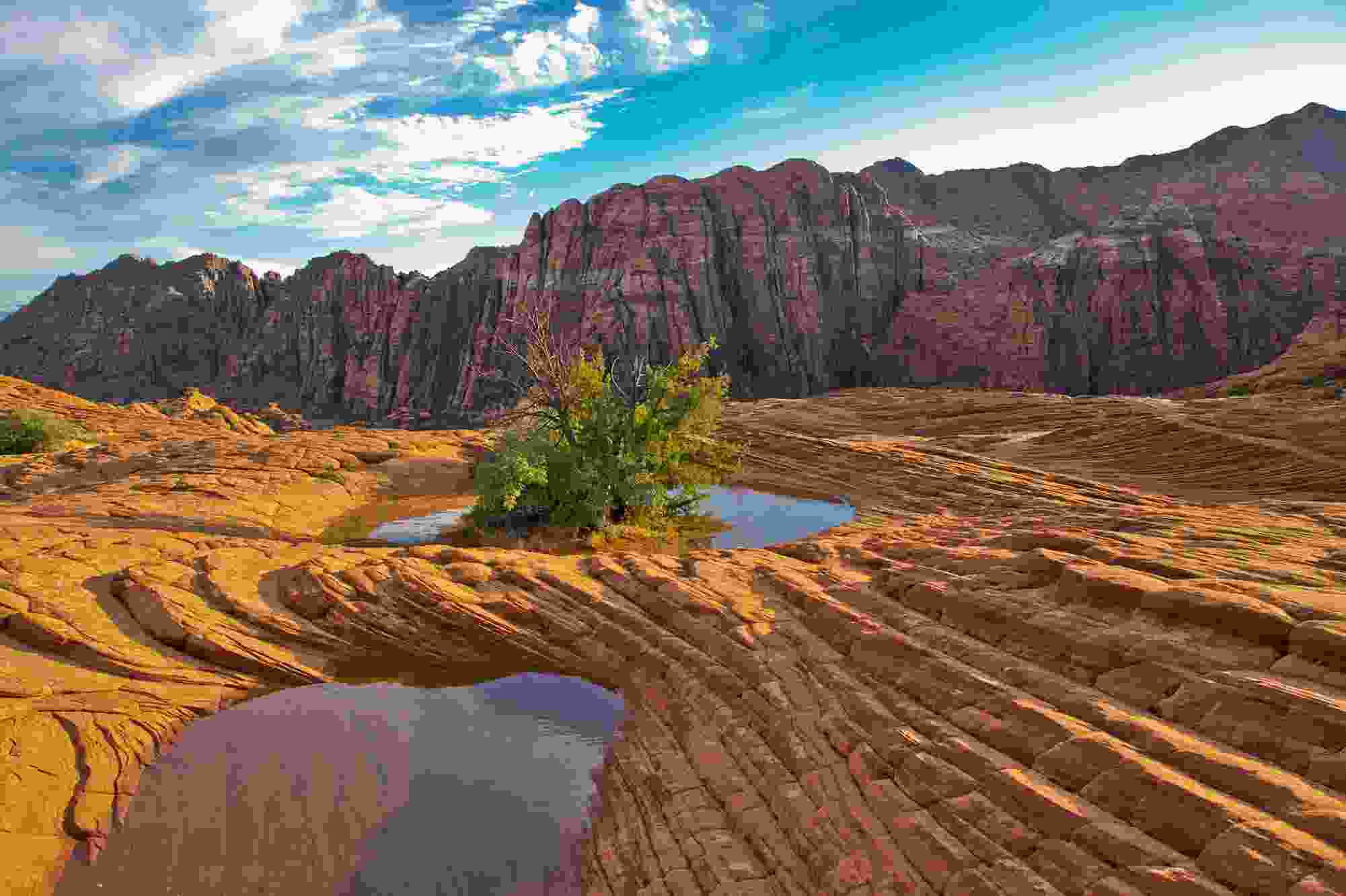 Wide Angle Aerial view Snow Canyon near St George Utah