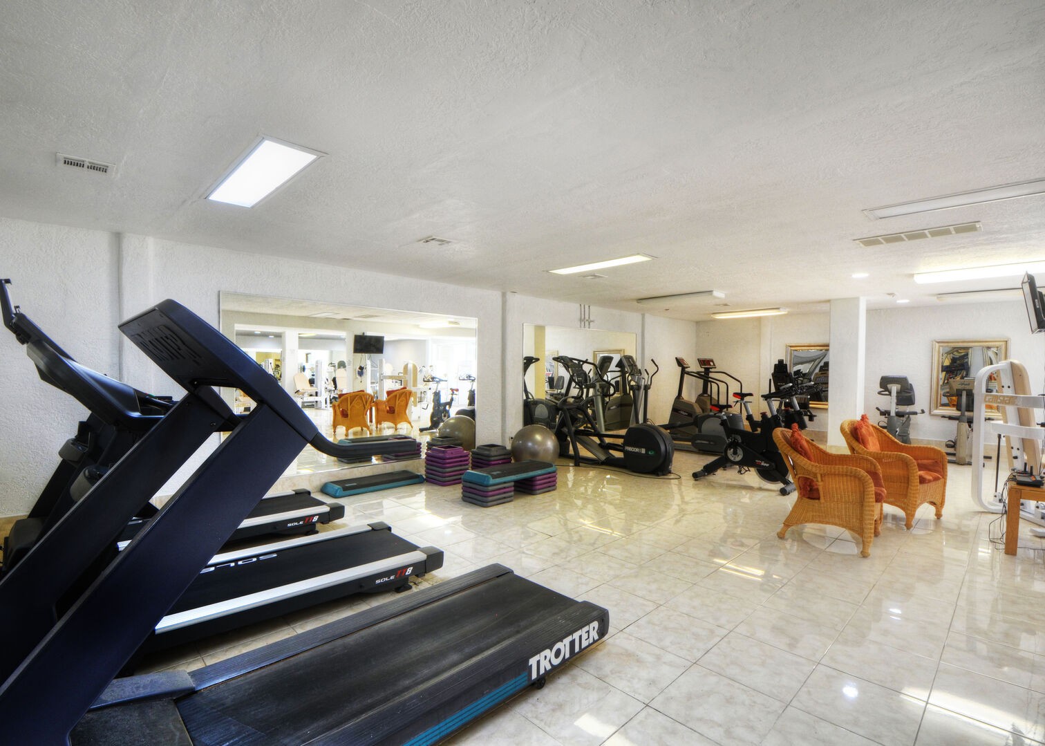 Exercise room downstairs at the Club House.