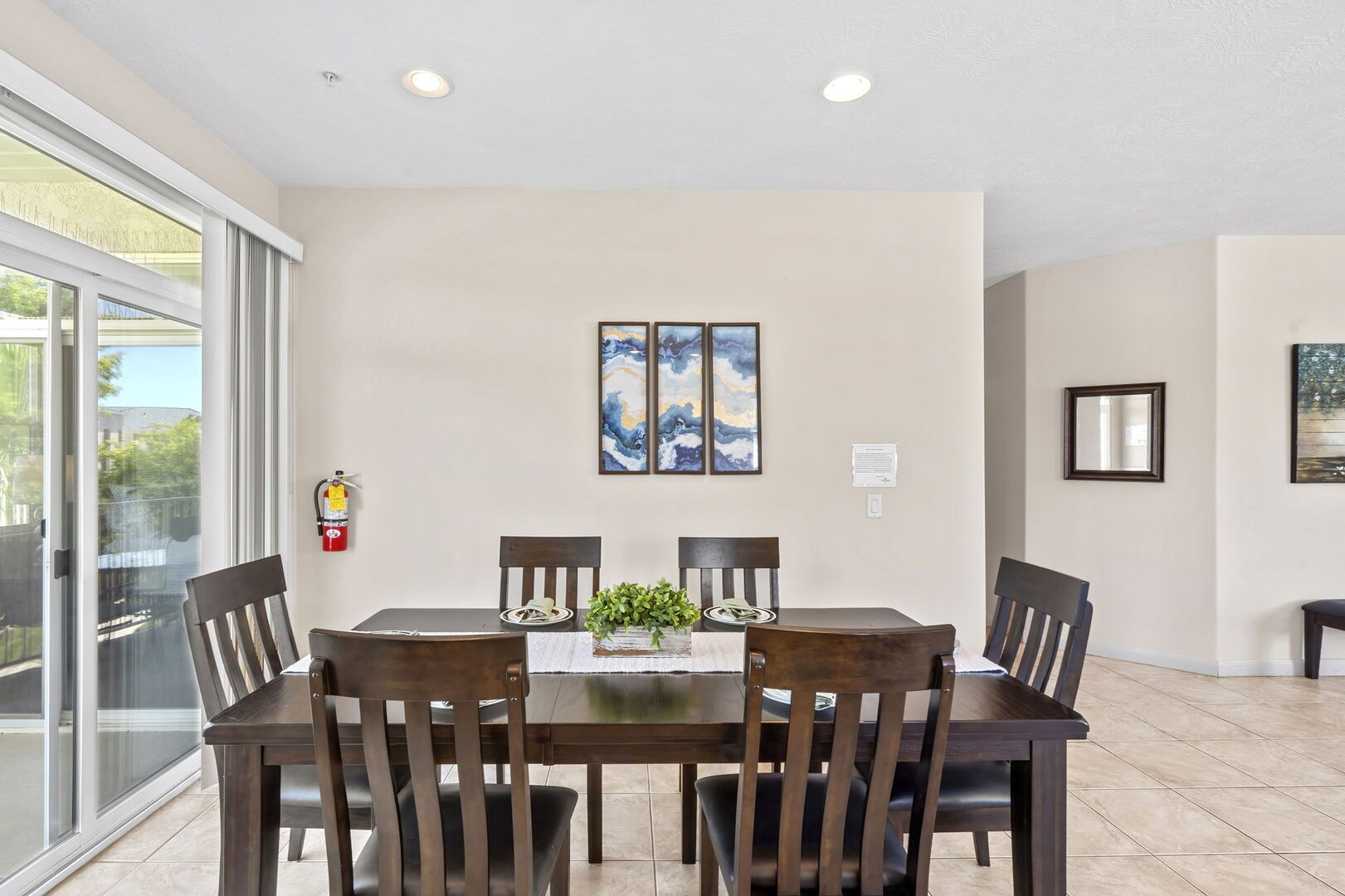 Dining area next to the outside patio.